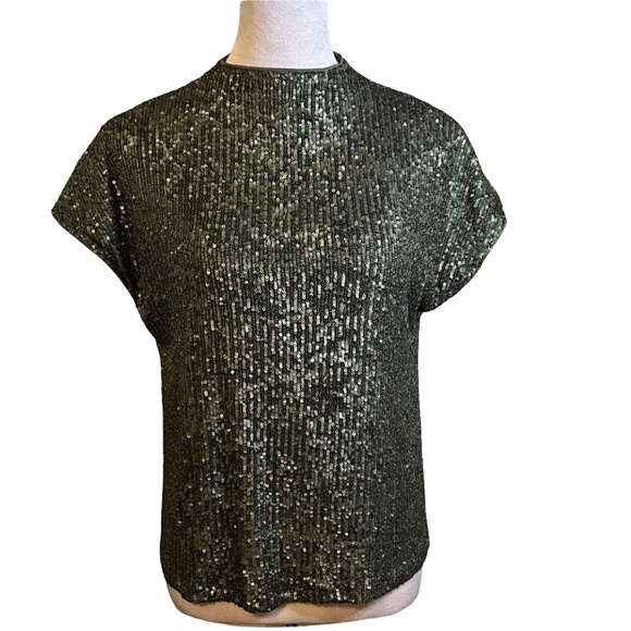 Cable & Gauge Tops - NWOT Cable & Gauge Olive Green Sequin Top